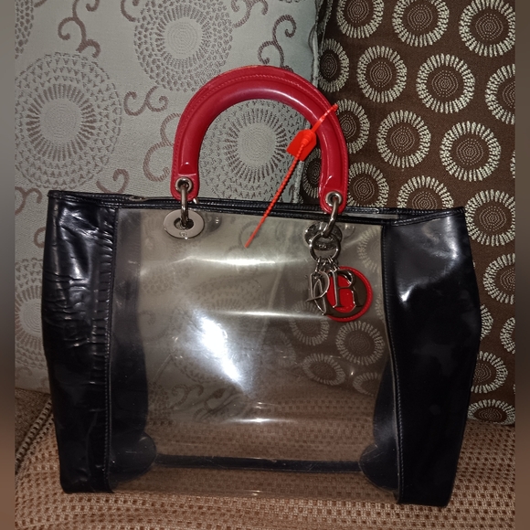 Dior rare clear lady dior tote with charm - Picture 1 of 7